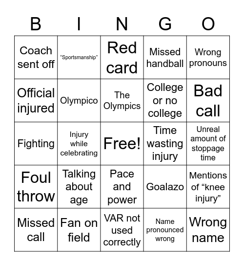 2022 Concacaf W Championship Bingo Card