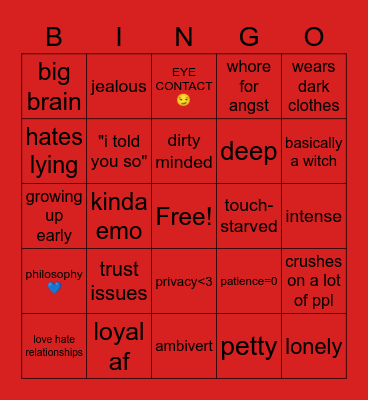 scorpio Bingo Card