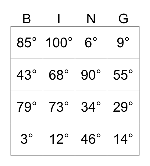 Números ordinais Bingo Card