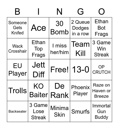 Val Bingo Card