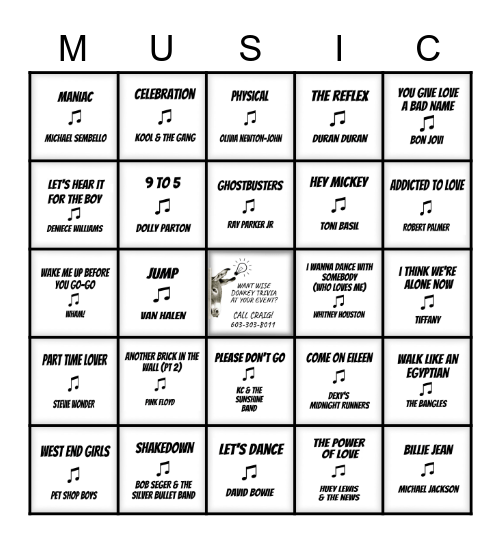 80s again Bingo Card