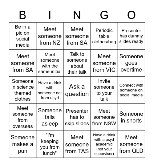 RACI 2022 Bingo Card