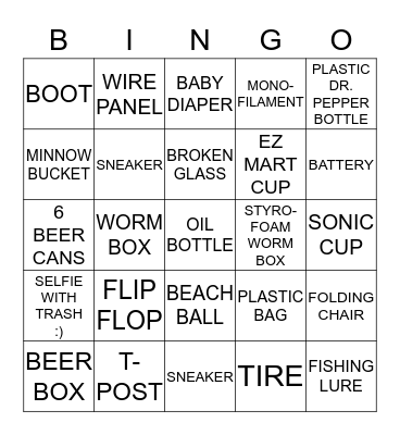 BLUE RIVER CLEANUP 2015 Bingo Card