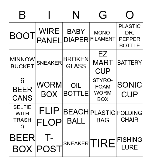 BLUE RIVER CLEANUP 2015 Bingo Card