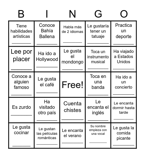 Encuentra a alguien que... Bingo Card