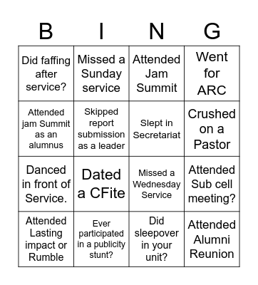 Tick the Box (CFi Uniben alumni Edition) Bingo Card