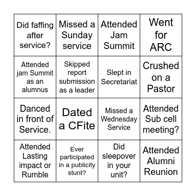 Tick the Box (CFi Uniben alumni Edition) Bingo Card