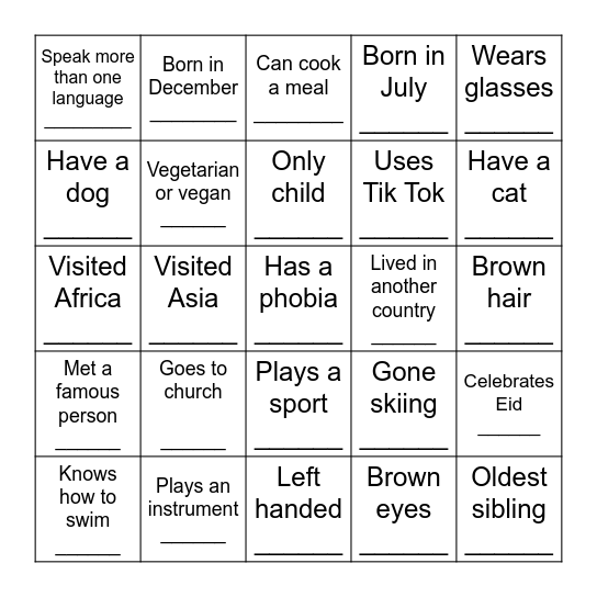 Get to Know Red 2 Bingo Card