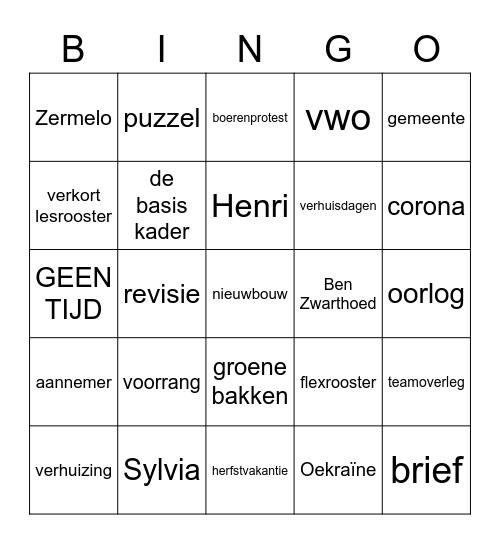 NIEUWBINGOUW Bingo Card