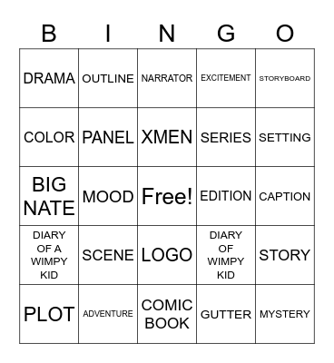 COMIC BOOK BINGO. Bingo Card