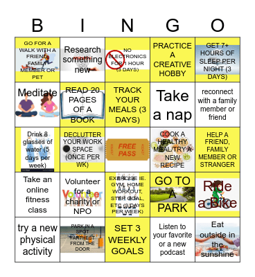 Wellness Bingo Card