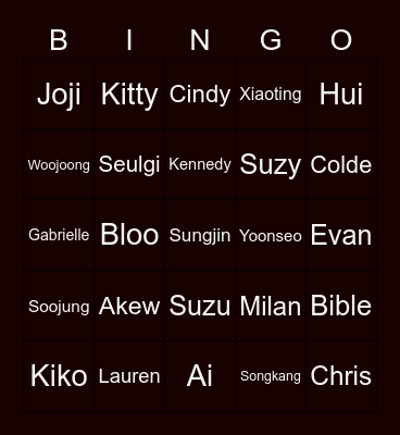 Kennedy Bingo Card