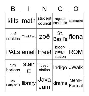 St. Joes Bingo!!! Bingo Card