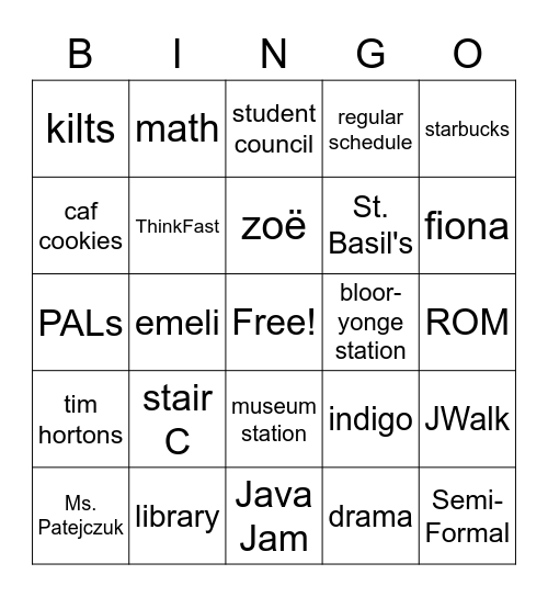 St. Joes Bingo!!! Bingo Card