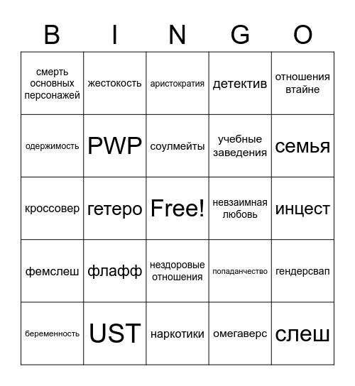 мы попробуем ВСЁ Bingo Card