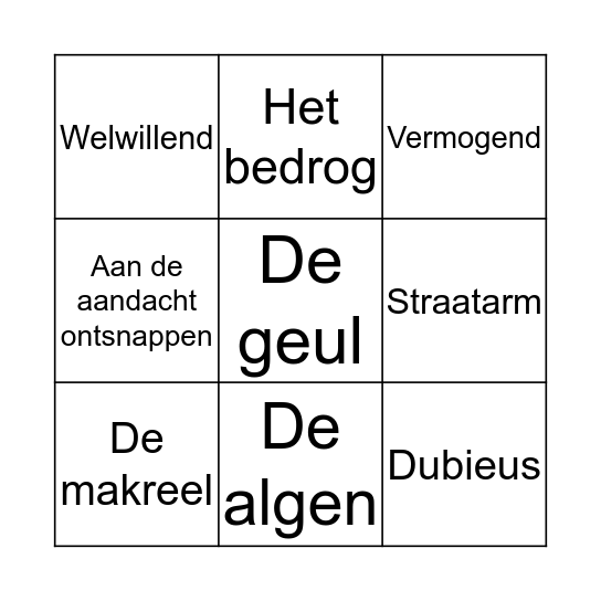 Themawoorden bingo! Bingo Card
