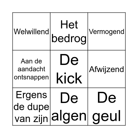 Themawoorden bingo! Bingo Card