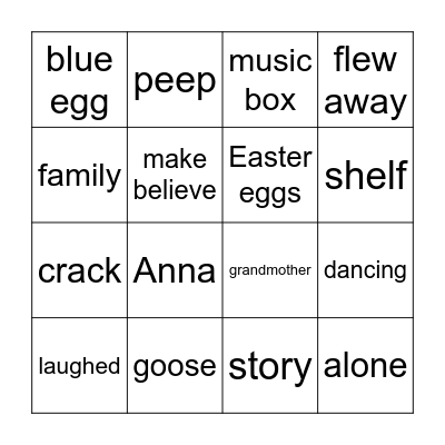 Anna and the Dancing Goose Bingo Card