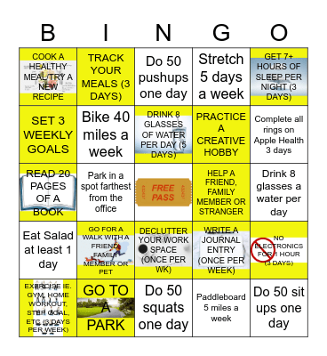 Fitness & Wellness Bingo Card