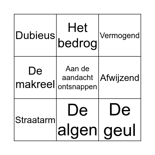 Themawoorden bingo! Bingo Card