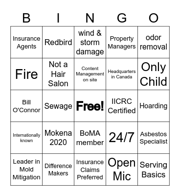 Paul Davis Restoration Bingo Card