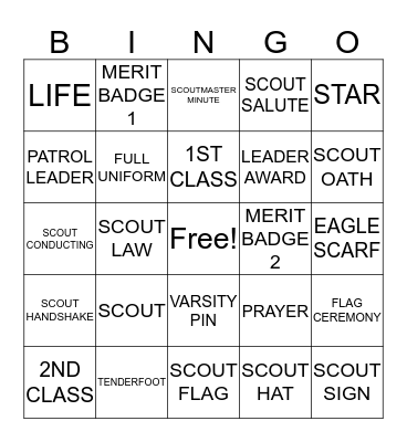 SCOUT Bingo Card