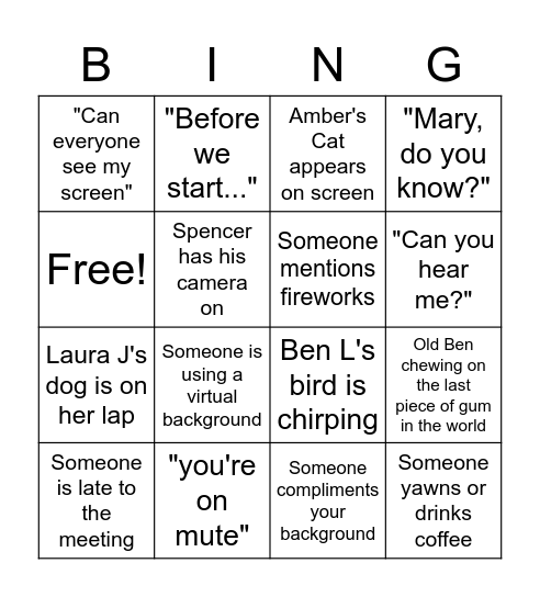 BING (aka BINGO): PMO Mandated Fun Bingo Card