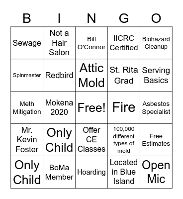 Paul Davis Restoration Bingo Card