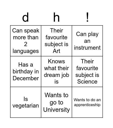 dunnhumby Bingo Card
