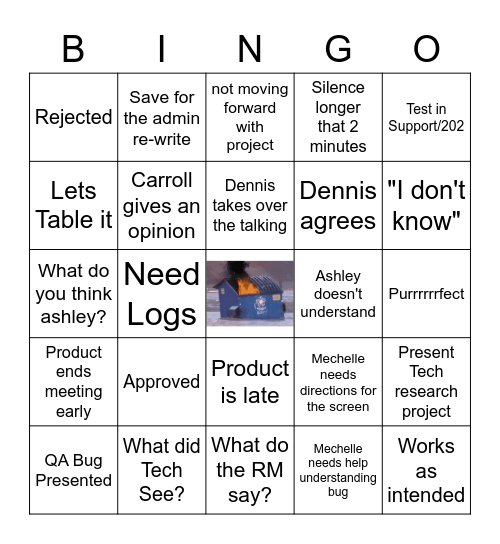 Project Meeting Bingo Card