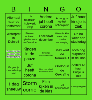 Groep 7c 2021-2022 Bingo Card
