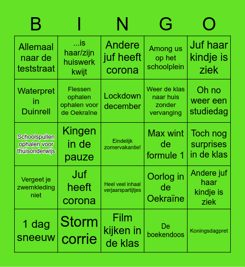 Groep 7c 2021-2022 Bingo Card