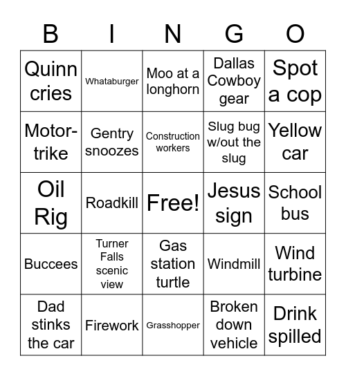 Home Again Bingo Card