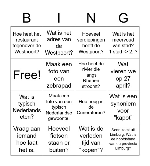 Zomer Bingo Westpoort Bingo Card