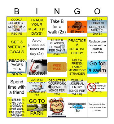 Fitness & Wellness Bingo Card