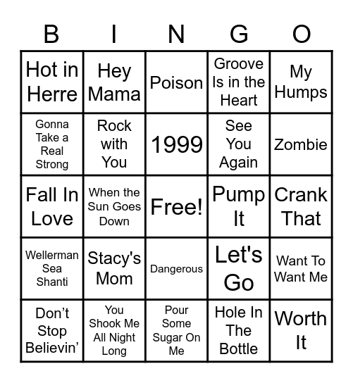 36 - MUSIC Bingo Card