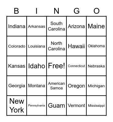 36 - STATE FLAGS Bingo Card