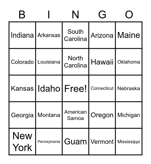 36 - STATE FLAGS Bingo Card