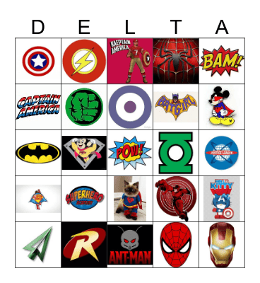 Superhero Bingo Card