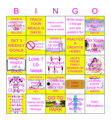 Fitness & Wellness Bingo Card
