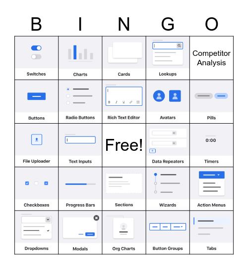 UX and Design System Bingo Fun Bingo Card