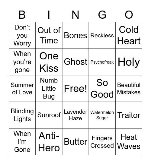 What’s Poppin Bingo Card