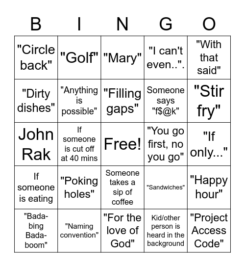 Tuesday SS Bingo Card