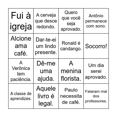 Bingo de Letras. Bingo Card