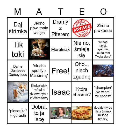 Dupochlast Bingo Card