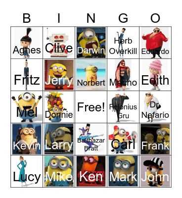 Minions Jr Toylab Bingo Card