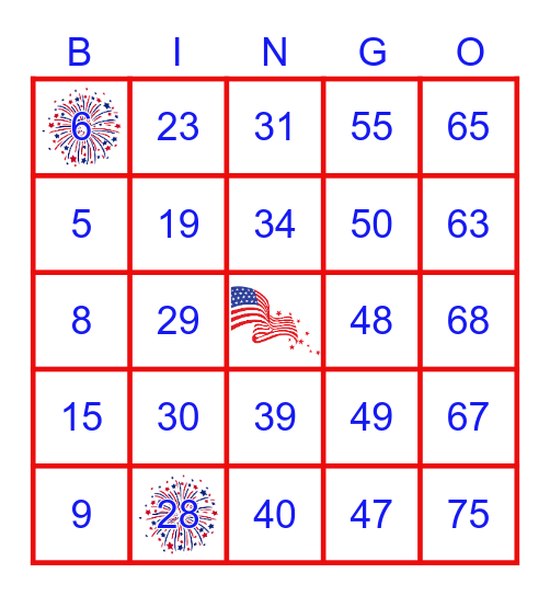 Patriotic Bingo Card