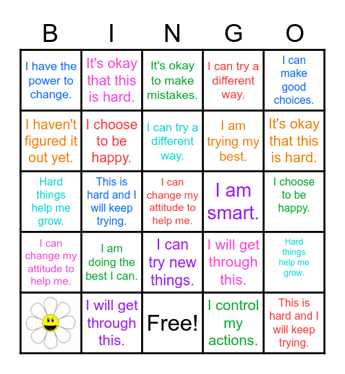 Positive Self Talk! Bingo Card