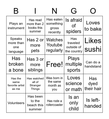 GEN Camp BINGO Card