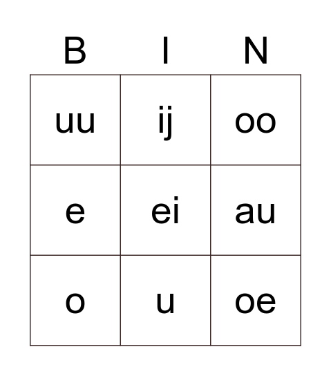 Klanken Bingo Card